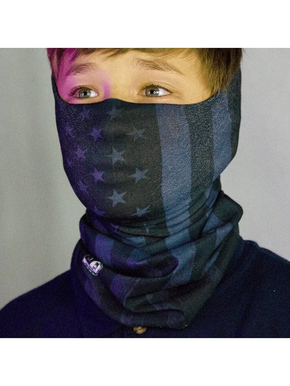 Neck Gaiter Aqua Black American Flag Boys SA Face Mask Headband Shield Wrap Kids